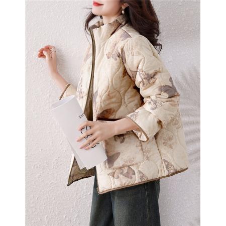 FA54648# 大码休闲晕染面料设计立领短款棉衣冬季新款百搭撞色棉服  服裝批發女裝批發服飾貨源