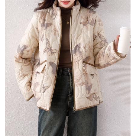 FA54648# 大码休闲晕染面料设计立领短款棉衣冬季新款百搭撞色棉服  服裝批發女裝批發服飾貨源