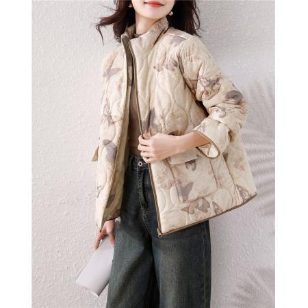 FA54648# 大码休闲晕染面料设计立领短款棉衣冬季新款百搭撞色棉服  服裝批發女裝批發服飾貨源