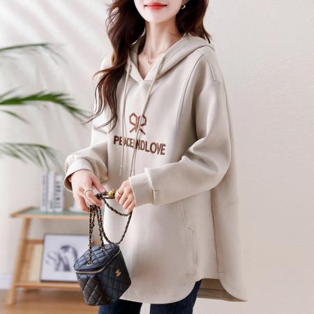 FA54649# 刺绣连帽卫衣女春秋装新款韩版宽松时尚洋气减龄显瘦长袖上衣  服裝批發女裝批發服飾貨源