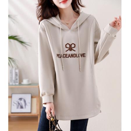 FA54649# 刺绣连帽卫衣女春秋装新款韩版宽松时尚洋气减龄显瘦长袖上衣  服裝批發女裝批發服飾貨源