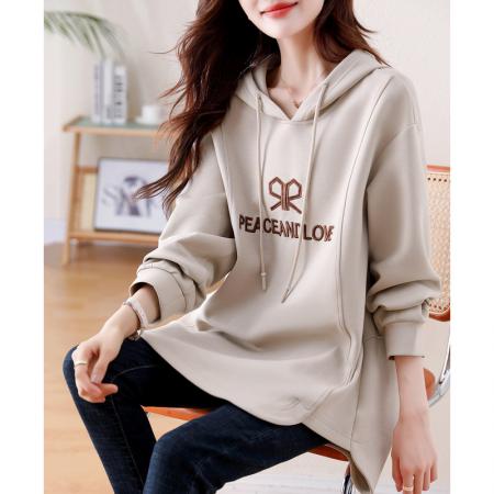 FA54649# 刺绣连帽卫衣女春秋装新款韩版宽松时尚洋气减龄显瘦长袖上衣  服裝批發女裝批發服飾貨源