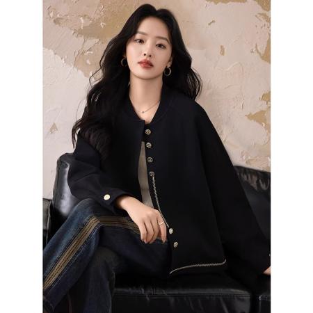 FA54650# 小香风棒球服短款外套女春秋新款宽松大码上衣高端大气上档次  服裝批發女裝批發服飾貨源