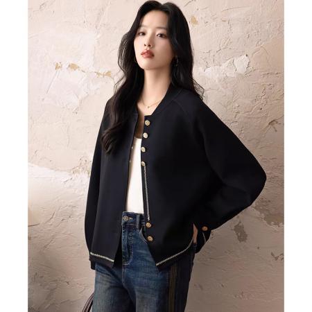 FA54650# 小香风棒球服短款外套女春秋新款宽松大码上衣高端大气上档次  服裝批發女裝批發服飾貨源