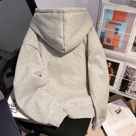 FA54663# 纯棉华棉复合奥粒绒卫衣女装秋冬新款刺绣花连帽保暖上衣  服裝批發女裝批發服飾貨源