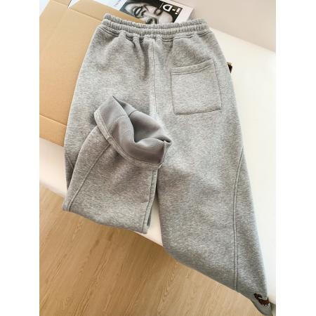 FA54671# 加绒加厚小狗刺绣休闲运动卫裤女冬季新款高腰百搭阔腿长裤  服裝批發女裝批發服飾貨源