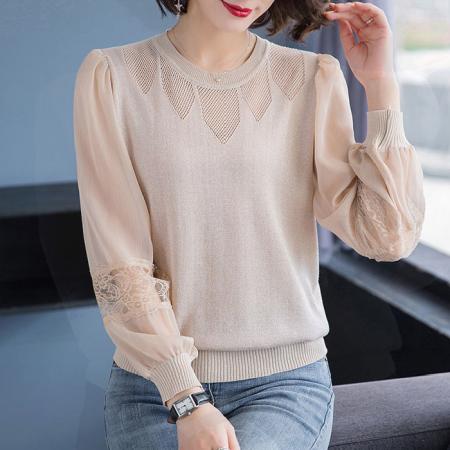 FA54688# 高品质春夏套头雪纺袖针织衫毛衣网红宽松外套空调衫  服裝批發女裝批發服飾貨源