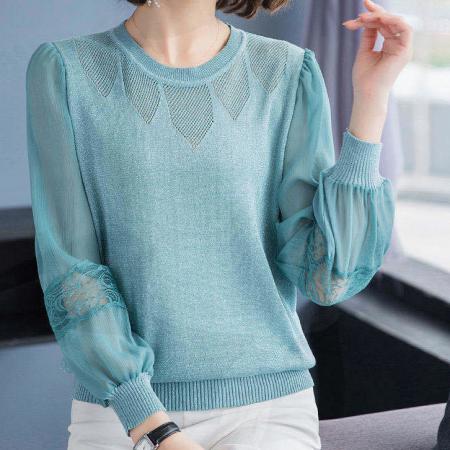 FA54688# 高品质春夏套头雪纺袖针织衫毛衣网红宽松外套空调衫  服裝批發女裝批發服飾貨源