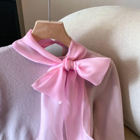 FA54695# 系带蝴蝶结针织打底衫女秋冬季新款修身显瘦外穿内搭上衣  服裝批發女裝批發服飾貨源