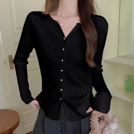 FA54700# 法式简约上衣女秋冬氛围时尚套头时尚内搭打底衫  服裝批發女裝批發服飾貨源