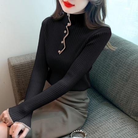 FA54706# 冬季新款加厚半高领加厚针织百搭打底针织衫  服裝批發女裝批發服飾貨源