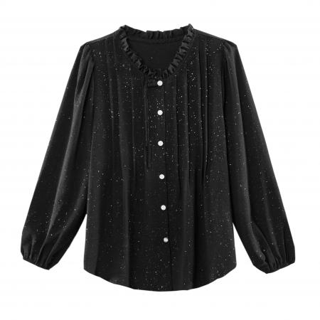 FA54714# 春季新款长袖中长款纯色衬衫女大码胖MM洋气减龄百搭上衣  服裝批發女裝批發服飾貨源