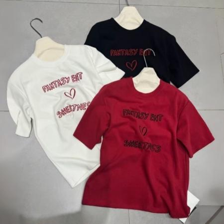 FA54724# 早春季圆领百搭宽松显瘦甜美洋气简约字母印花T恤上衣女  服裝批發女裝批發服飾貨源