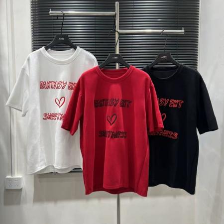 FA54724# 早春季圆领百搭宽松显瘦甜美洋气简约字母印花T恤上衣女  服裝批發女裝批發服飾貨源