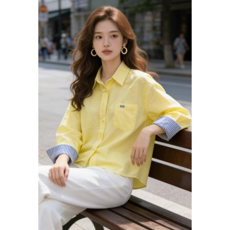 FA54728# 春夏季100%纯棉衬衫上衣  服裝批發女裝批發服飾貨源