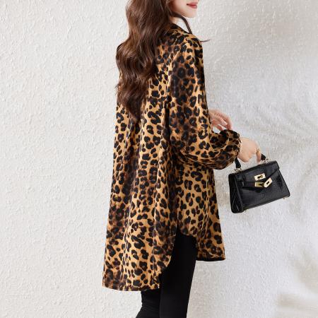 FA54729# 春新款时尚印花宽松显瘦遮肉衬衫大码胖MM洋气韩版上衣  服裝批發女裝批發服飾貨源