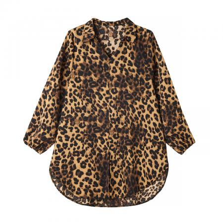 FA54729# 春新款时尚印花宽松显瘦遮肉衬衫大码胖MM洋气韩版上衣  服裝批發女裝批發服飾貨源