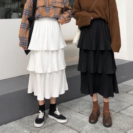 FA54730# 网红爆款韩版蛋糕裙百褶裙半身裙A字裙高腰公主裙女  服裝批發女裝批發服飾貨源