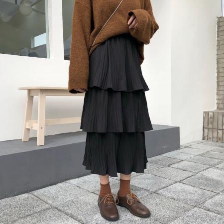 FA54730# 网红爆款韩版蛋糕裙百褶裙半身裙A字裙高腰公主裙女  服裝批發女裝批發服飾貨源