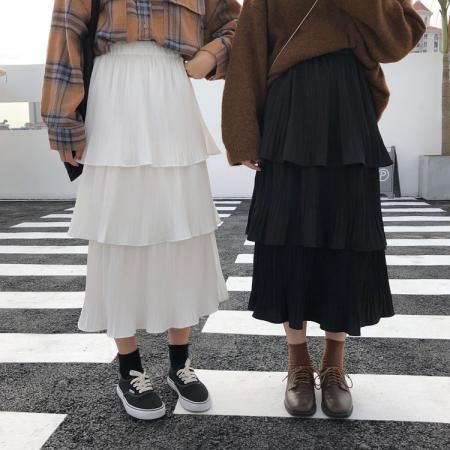 FA54730# 网红爆款韩版蛋糕裙百褶裙半身裙A字裙高腰公主裙女  服裝批發女裝批發服飾貨源