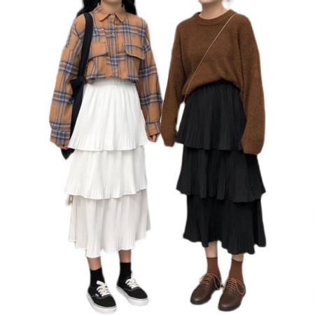 FA54730# 网红爆款韩版蛋糕裙百褶裙半身裙A字裙高腰公主裙女  服裝批發女裝批發服飾貨源