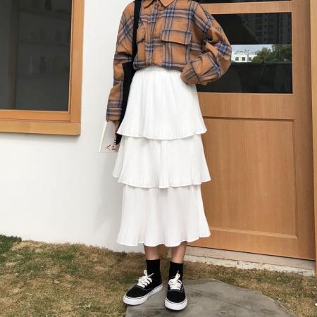 FA54730# 网红爆款韩版蛋糕裙百褶裙半身裙A字裙高腰公主裙女  服裝批發女裝批發服飾貨源