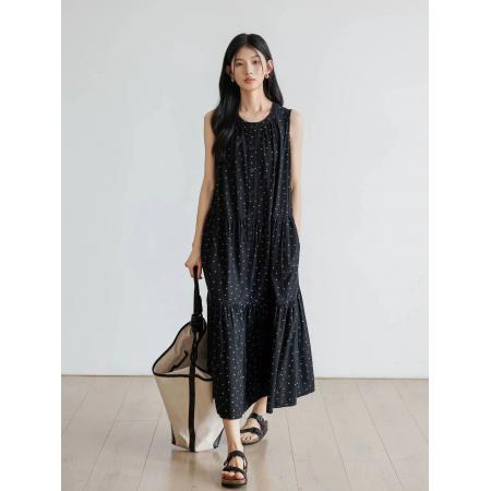 LN76432# 夏新款款大码女装法式连衣裙无袖碎花背心裙度假风长裙M-4XL200斤