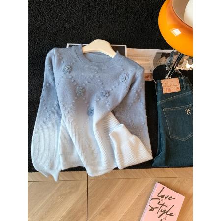 FA54763# ～新款秋冬漂亮渐变色上衣女今年流行爆款针织毛衣  服裝批發女裝批發服飾貨源