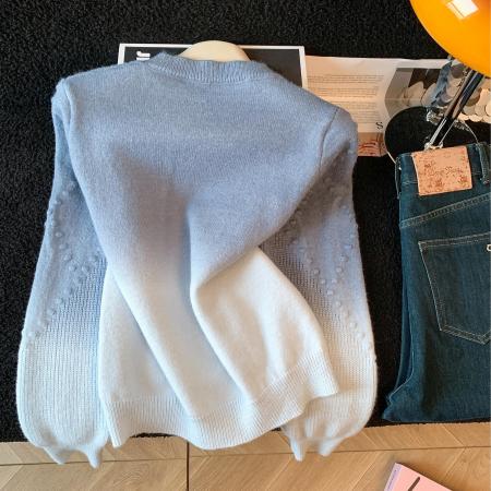 FA54763# ～新款秋冬漂亮渐变色上衣女今年流行爆款针织毛衣  服裝批發女裝批發服飾貨源