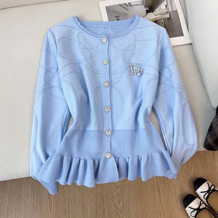 FA54769# 春秋冬收腰荷叶边毛衣针织上衣女  服裝批發女裝批發服飾貨源