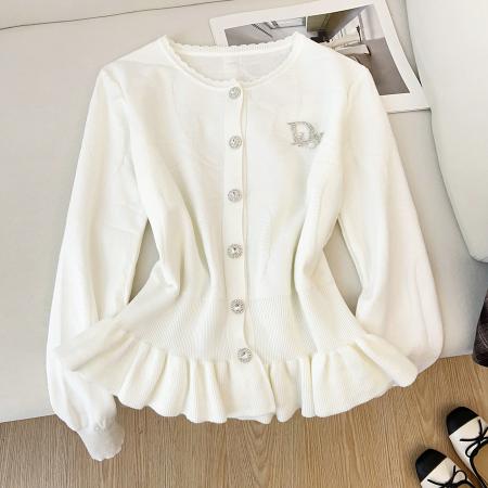 FA54769# 春秋冬收腰荷叶边毛衣针织上衣女  服裝批發女裝批發服飾貨源