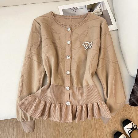 FA54769# 春秋冬收腰荷叶边毛衣针织上衣女  服裝批發女裝批發服飾貨源