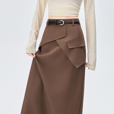 FA54800# 不规则开叉半身裙女春季高腰显瘦a字包臀裙中长款西装裙  服裝批發女裝批發服飾貨源