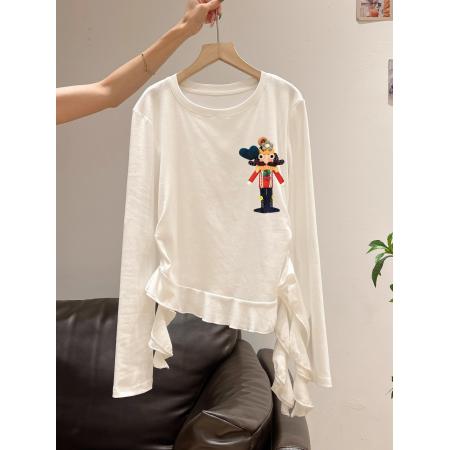 FA54813# 支棉小个子短款不规则修身长袖t恤女上衣  服裝批發女裝批發服飾貨源