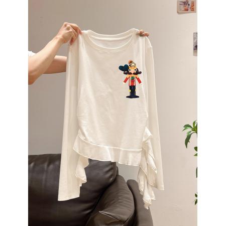 FA54813# 支棉小个子短款不规则修身长袖t恤女上衣  服裝批發女裝批發服飾貨源