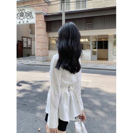 FA54819# 小香风白色衬衫设计感小众法式收腰女士气质休闲纯棉上衣  服裝批發女裝批發服飾貨源