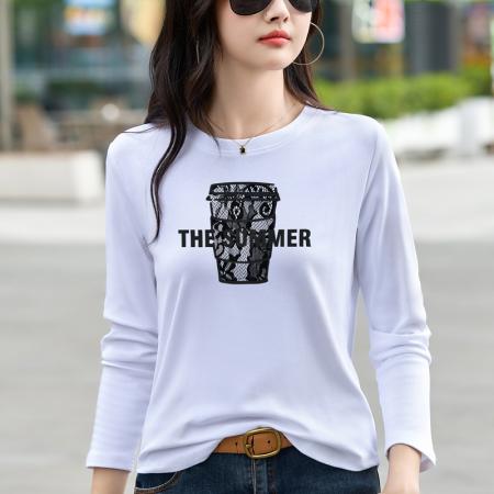 FA54822# 正肩长袖t恤女新款春秋季设计感韩版时尚百搭洋气上衣打底衫  服裝批發女裝批發服飾貨源