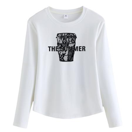 FA54822# 正肩长袖t恤女新款春秋季设计感韩版时尚百搭洋气上衣打底衫  服裝批發女裝批發服飾貨源