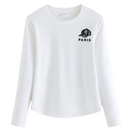 FA54824# 春季棉质打底衫女宽松简约休闲高级感内搭大码长袖t恤上衣女  服裝批發女裝批發服飾貨源