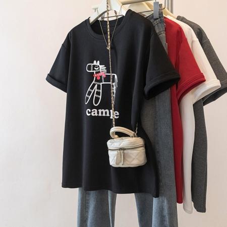 FA54827# 大码新年红色短袖T恤女新款马年本命年宽松百搭上衣  服裝批發女裝批發服飾貨源