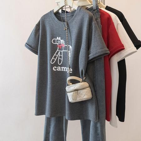 FA54827# 大码新年红色短袖T恤女新款马年本命年宽松百搭上衣  服裝批發女裝批發服飾貨源