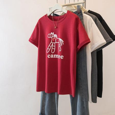 FA54827# 大码新年红色短袖T恤女新款马年本命年宽松百搭上衣  服裝批發女裝批發服飾貨源