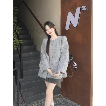 FA54833# 大码气质温柔百搭舒适宽松慵懒毛针织衫毛衣外套开衫女  服裝批發女裝批發服飾貨源