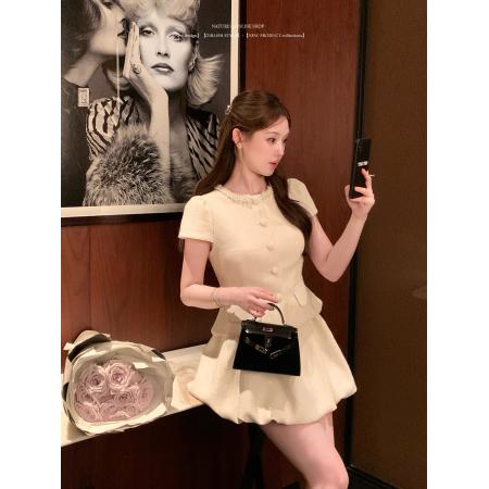 FA54844# 小香风千金感收腰套装女  服裝批發女裝批發服飾貨源