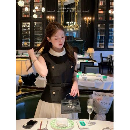 赫本千金风假两件连衣裙  服裝批發女裝批發服飾貨源