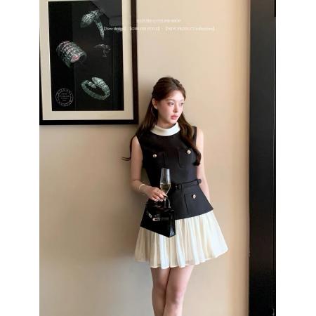 FA54846# 赫本千金风假两件连衣裙  服裝批發女裝批發服飾貨源