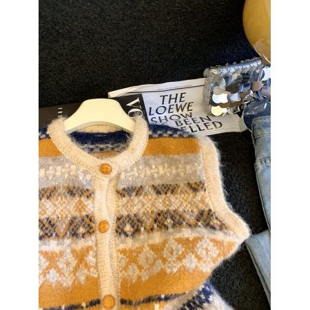 FA54855# 春新款菱形提花毛衣马甲女短款叠穿外搭无袖针织开衫背心  服裝批發女裝批發服飾貨源