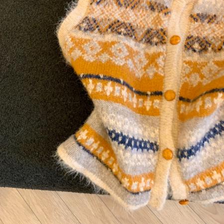 FA54855# 春新款菱形提花毛衣马甲女短款叠穿外搭无袖针织开衫背心  服裝批發女裝批發服飾貨源