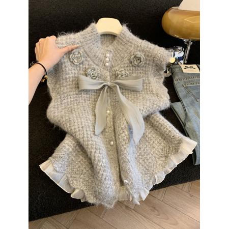 FA54856# 气质叠穿百搭马甲上衣女装春新款小众高级宽松坎肩马夹  服裝批發女裝批發服飾貨源