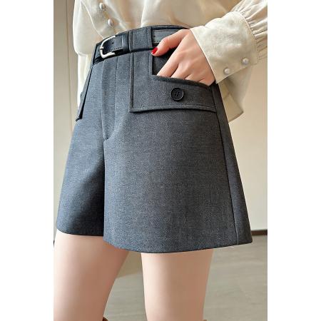 FA54863# 西装短裤女春季外穿小个子高腰阔腿裤新款显瘦打底靴裤子  服裝批發女裝批發服飾貨源